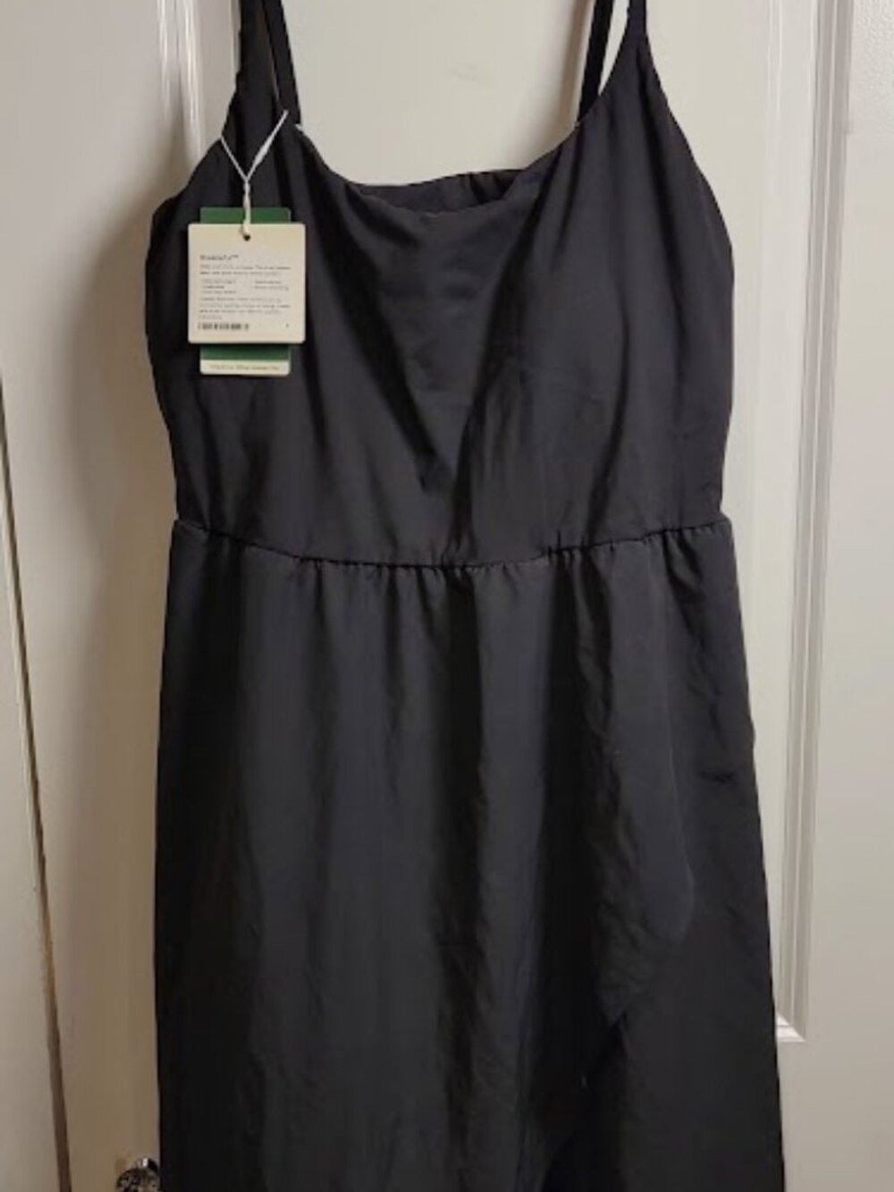 Halara Black Sleeveless Midi Dress Size Large NWT Asymmetrical Overlay